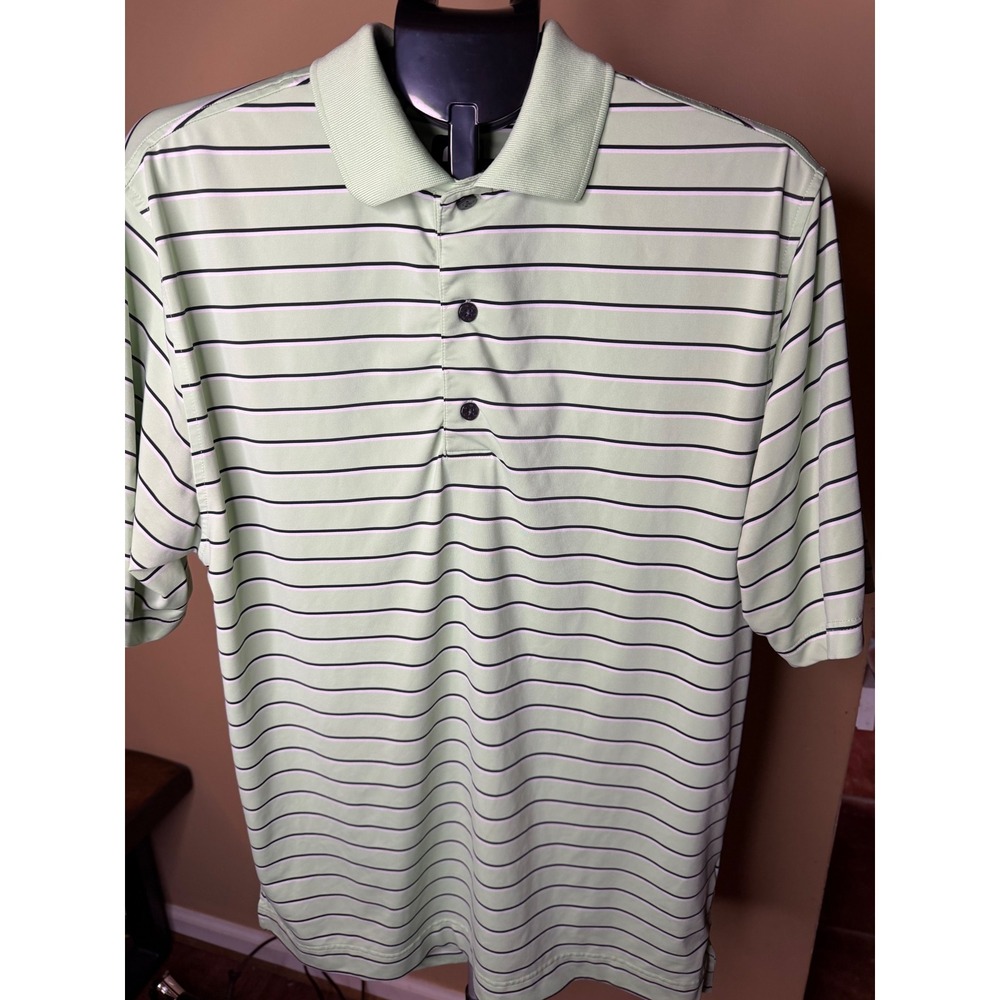FootJoy Mens Mint Green Striped ProDry Performance Golf Polo Shirt Medium FJ